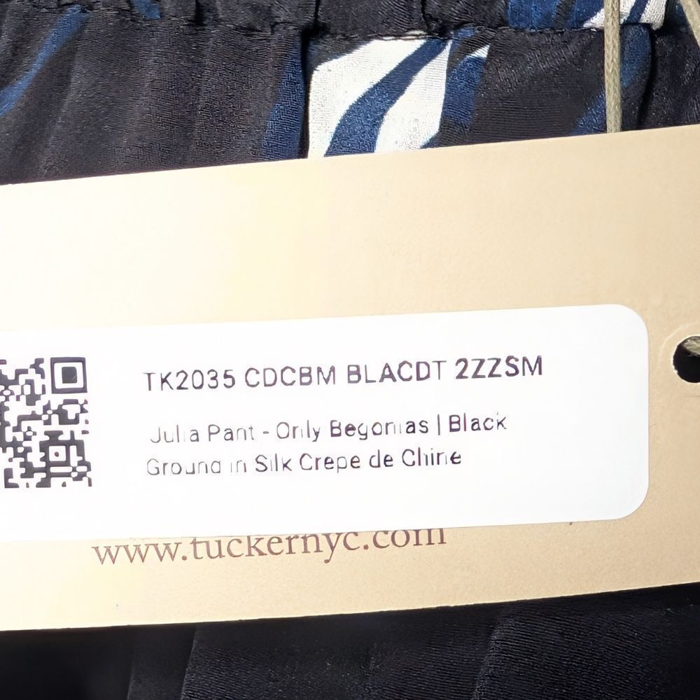 Tucker Julia Pant Begonia Black Ground in Silk Crepe de Chine Luxury - Picture 6 of 7
